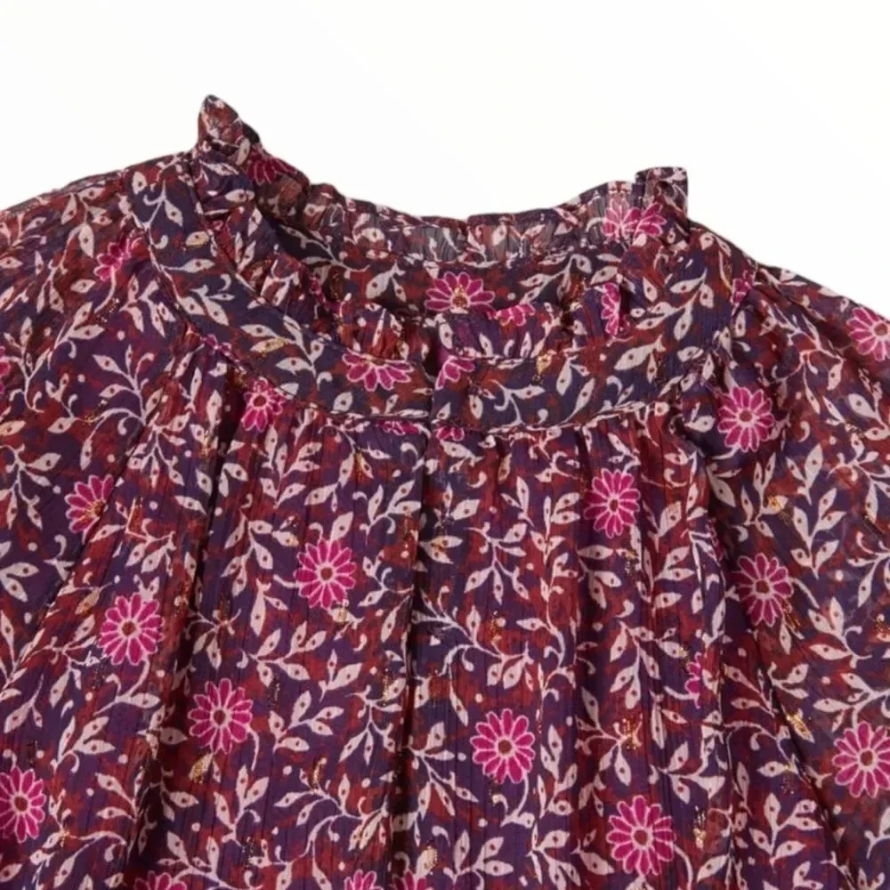 Zara Kids Purple Floral Rhinestone Dress Sizes 6 8 9 NWT Long Sleeve Girls Dress
